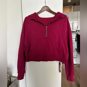 Lululemon Scuba Half Zip Cropped Hoodie, Pomegranate